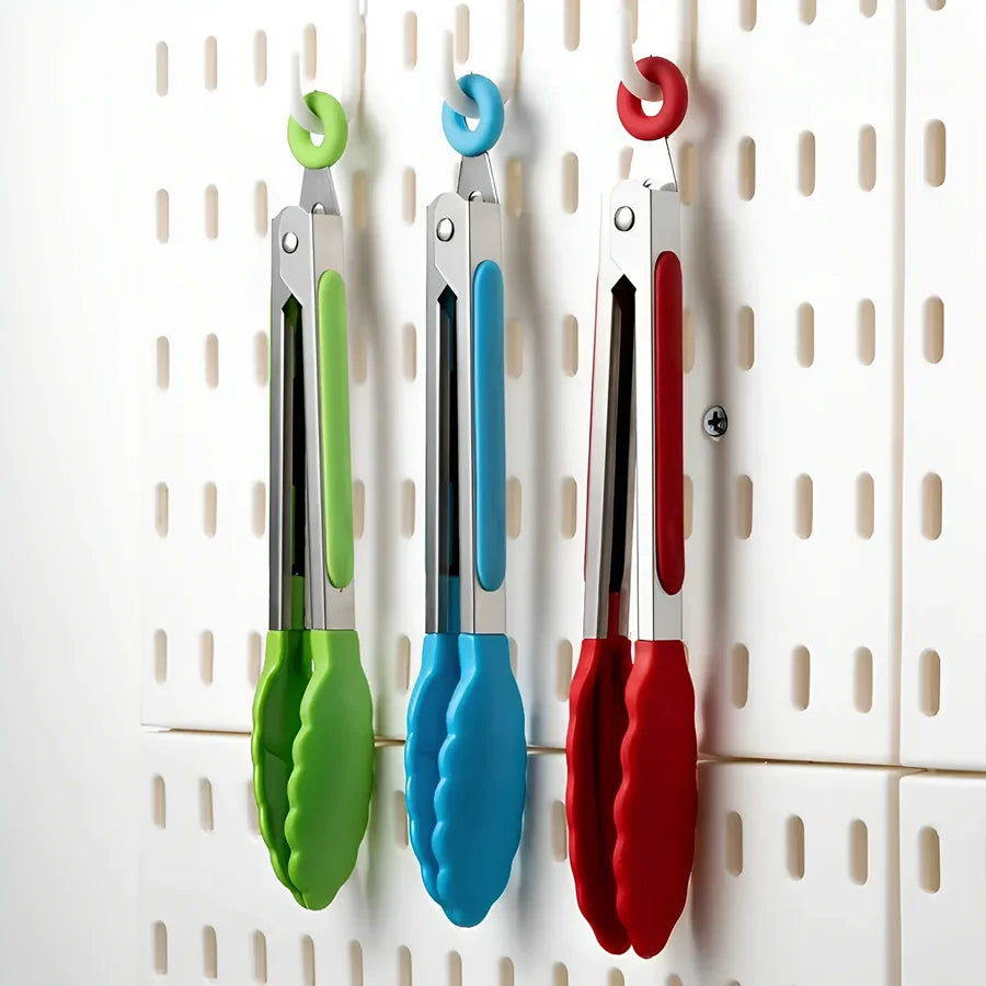 Anti-Slip Cooking Tongs - Stainless Steel Food Clip