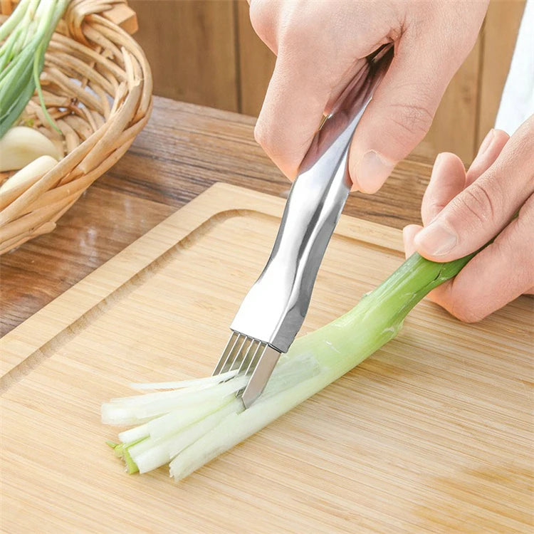 Green Onion Chopper - Stainless Steel Curved Handle Knife