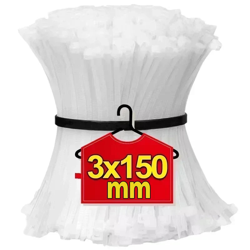 Self-Locking Nylon Cable Ties — Black & White