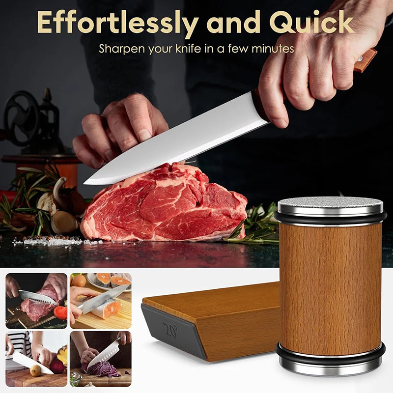 Rolling Knife Sharpener Magnetic Knife Holder Sharpening Stone 15/20 Adjustable Angle Kitchen Roller Kitchen Whetstone Accessory