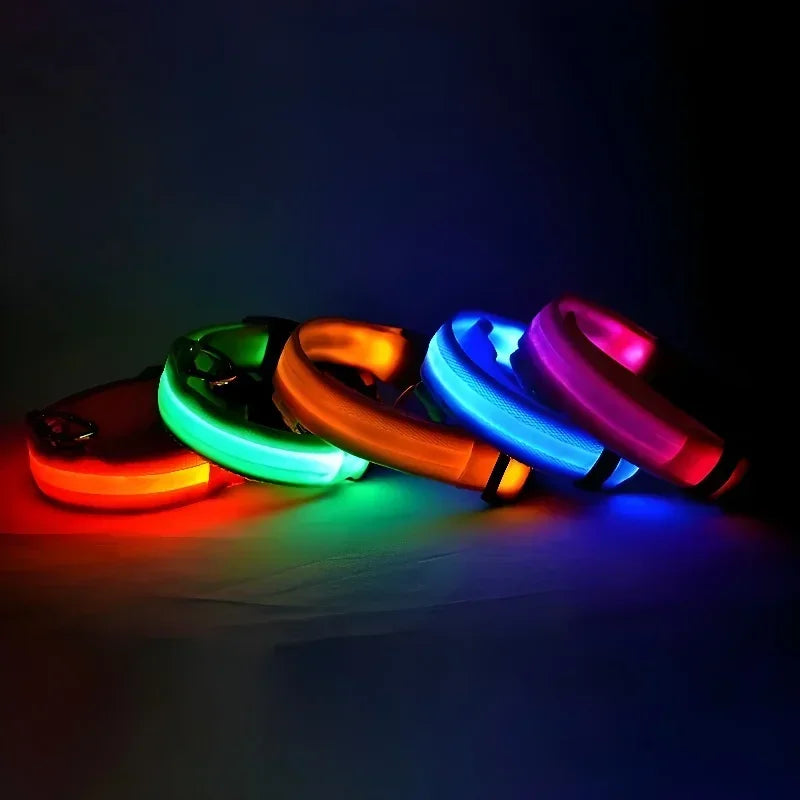 LED Dog Collar — Nylon Glow-in-the-Dark Night Safety Collar