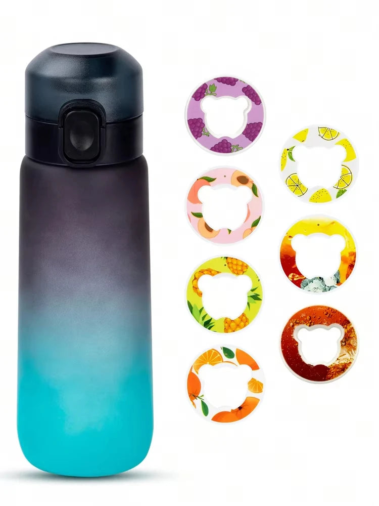 Flavored Water Bottle - 650ml Frosted Black with Scent Pod