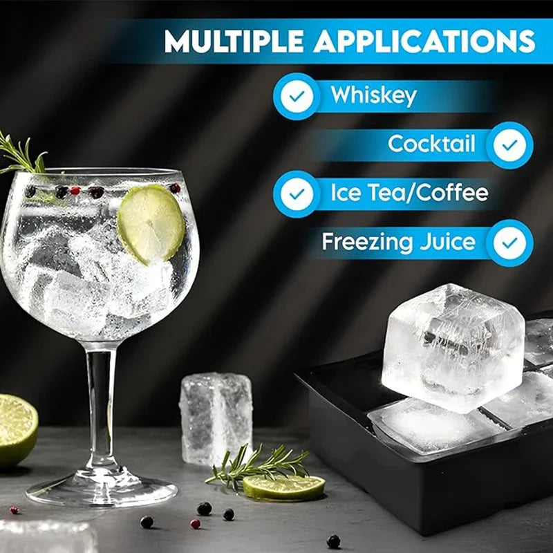 Large Ice Cube Tray - Jumbo Silicone Mold with Multiple Grids