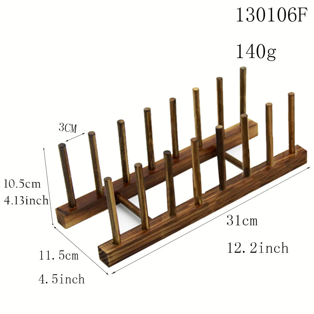 Wooden Dish Drying Rack - Multi-Purpose Plate and Cup Organizer
