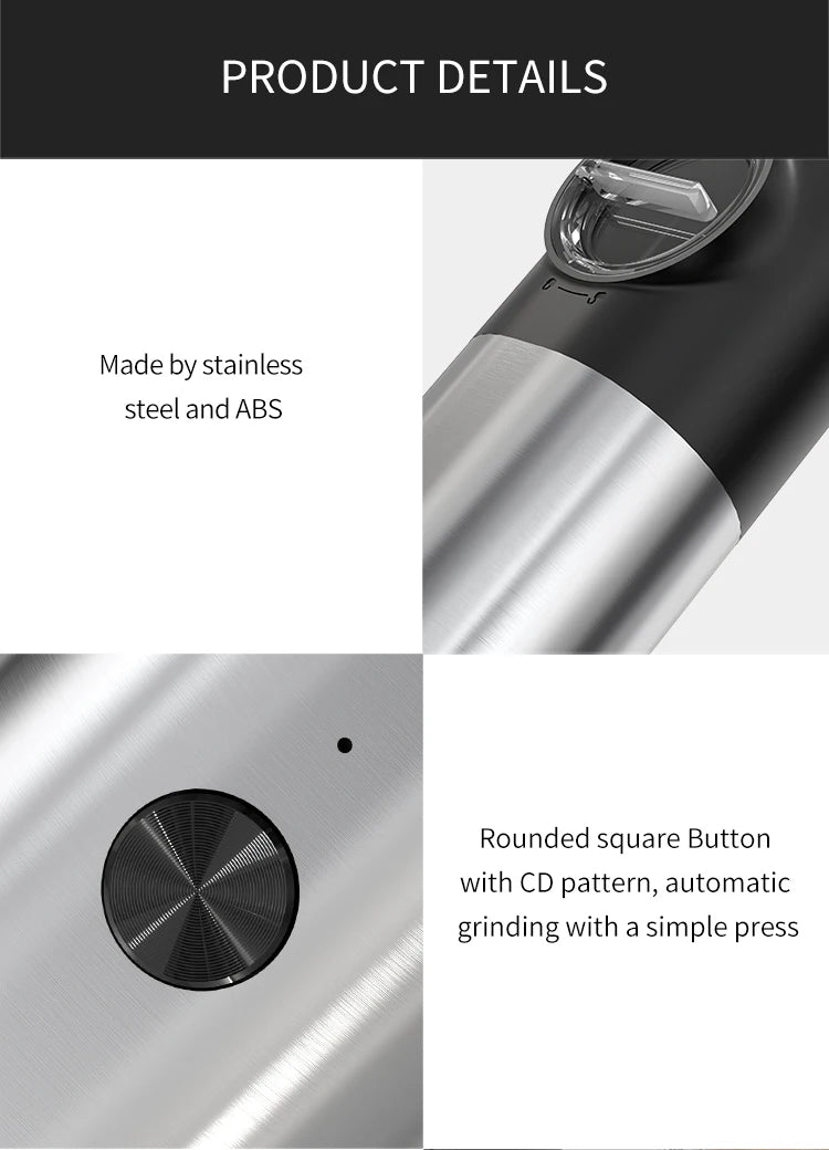 Automatic Pepper Grinder - USB Rechargeable with Adjustable Coarseness