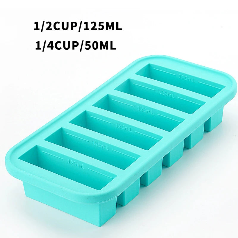 Silicone Freezer Mold - Multi-Grid Food Storage with Lid