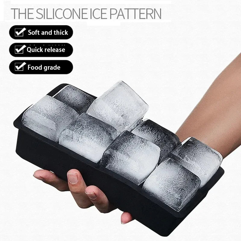 Large Ice Cube Tray - Jumbo Silicone Mold with Multiple Grids
