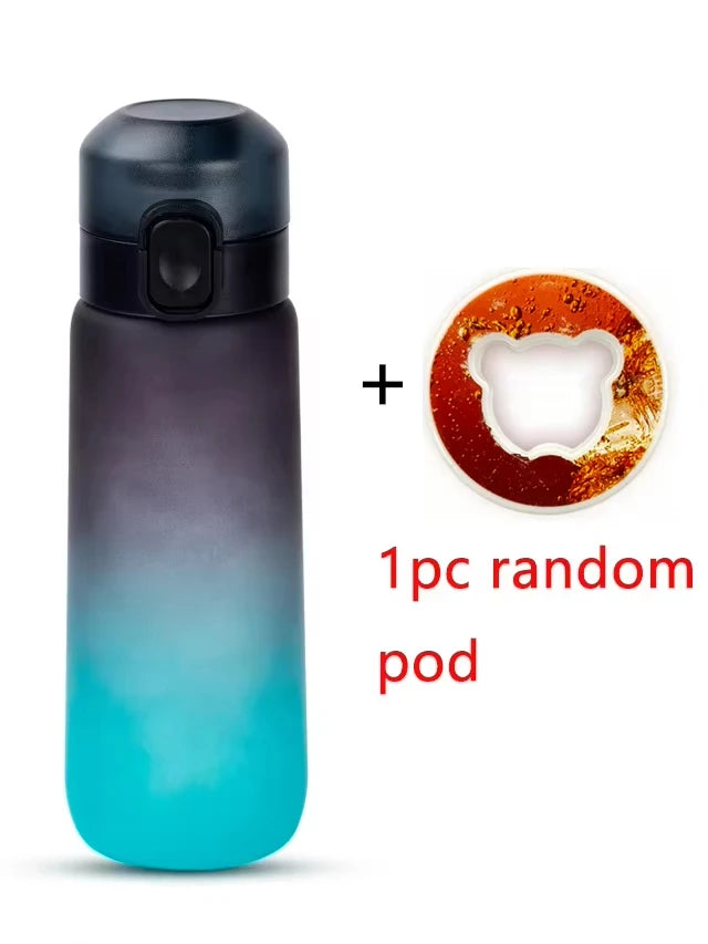 Flavored Water Bottle - 650ml Frosted Black with Scent Pod