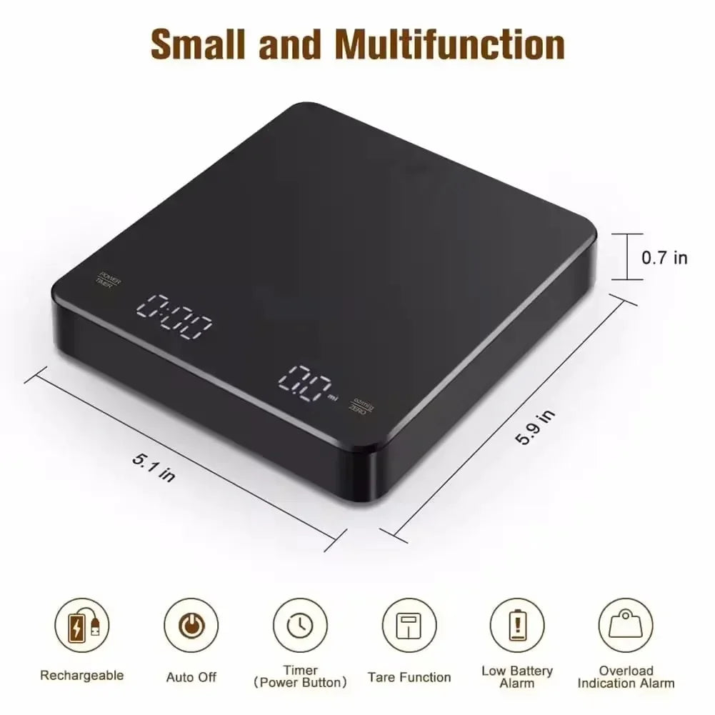 Digital Coffee Scale with Timer - USB Powered Espresso Scale