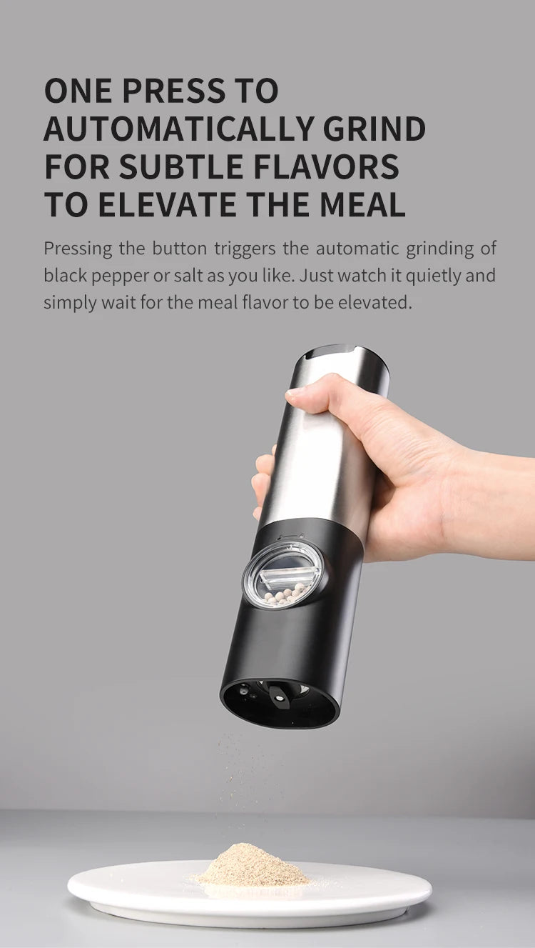Automatic Pepper Grinder - USB Rechargeable with Adjustable Coarseness
