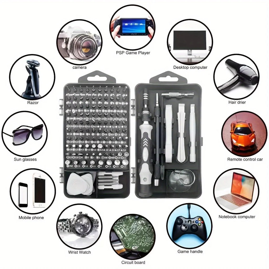 Torqix - 115-in-1 Precision Screwdriver Set with Triangular Head | Anti-Slip Handle for iPhone, Android, Laptop, Watch & Glasses Repair