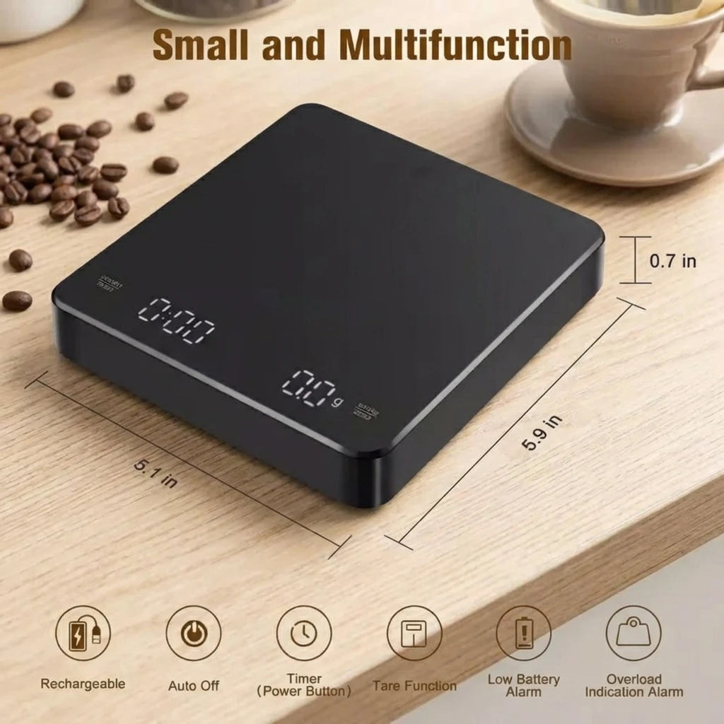Digital Coffee Scale with Timer - USB Powered Espresso Scale