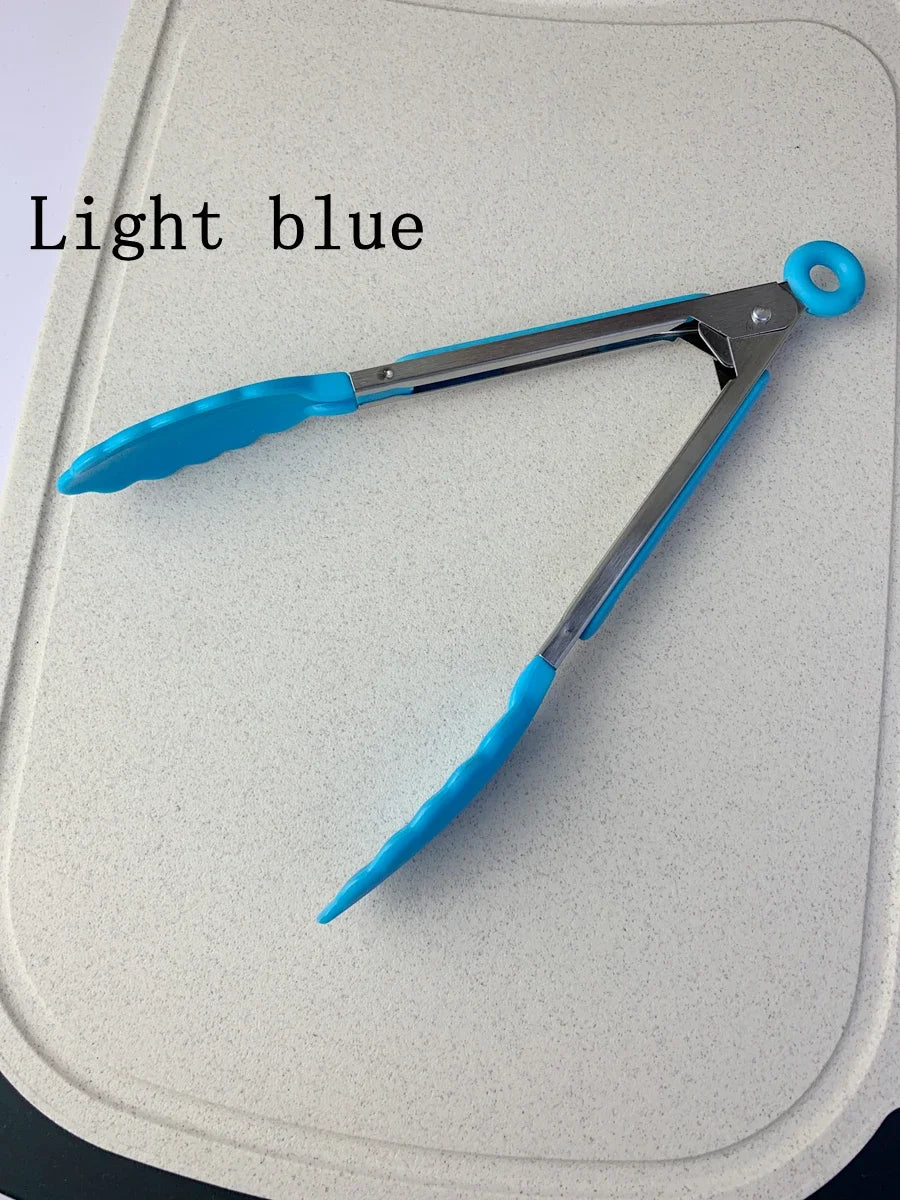 Anti-Slip Cooking Tongs - Stainless Steel Food Clip
