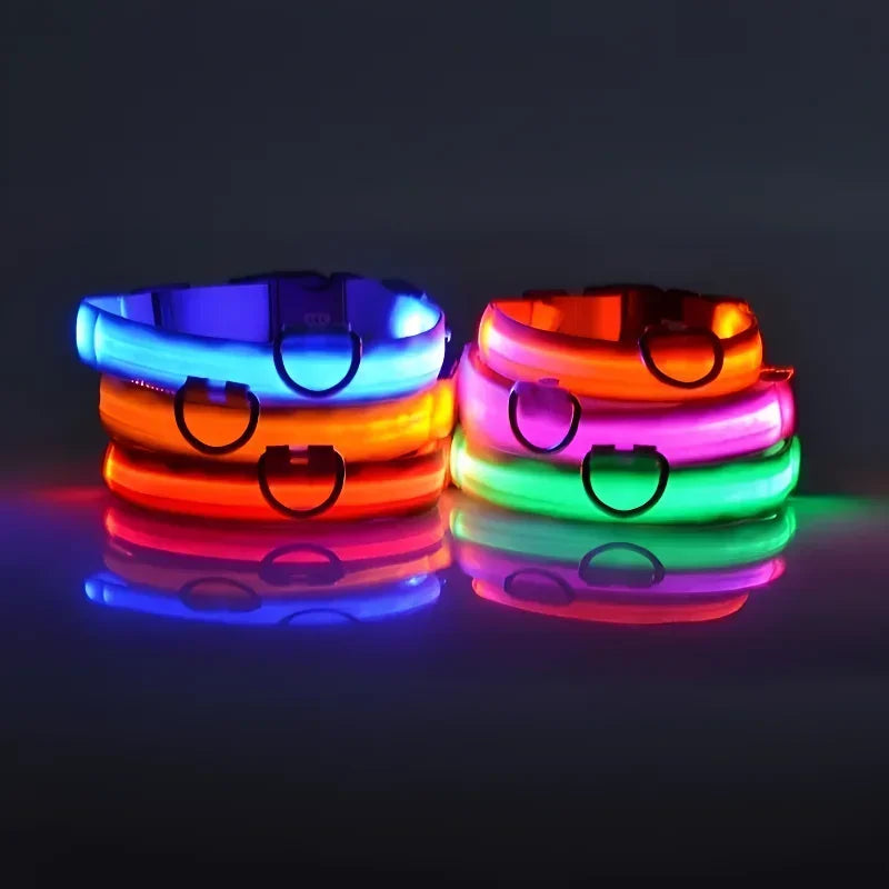 LED Dog Collar — Nylon Glow-in-the-Dark Night Safety Collar