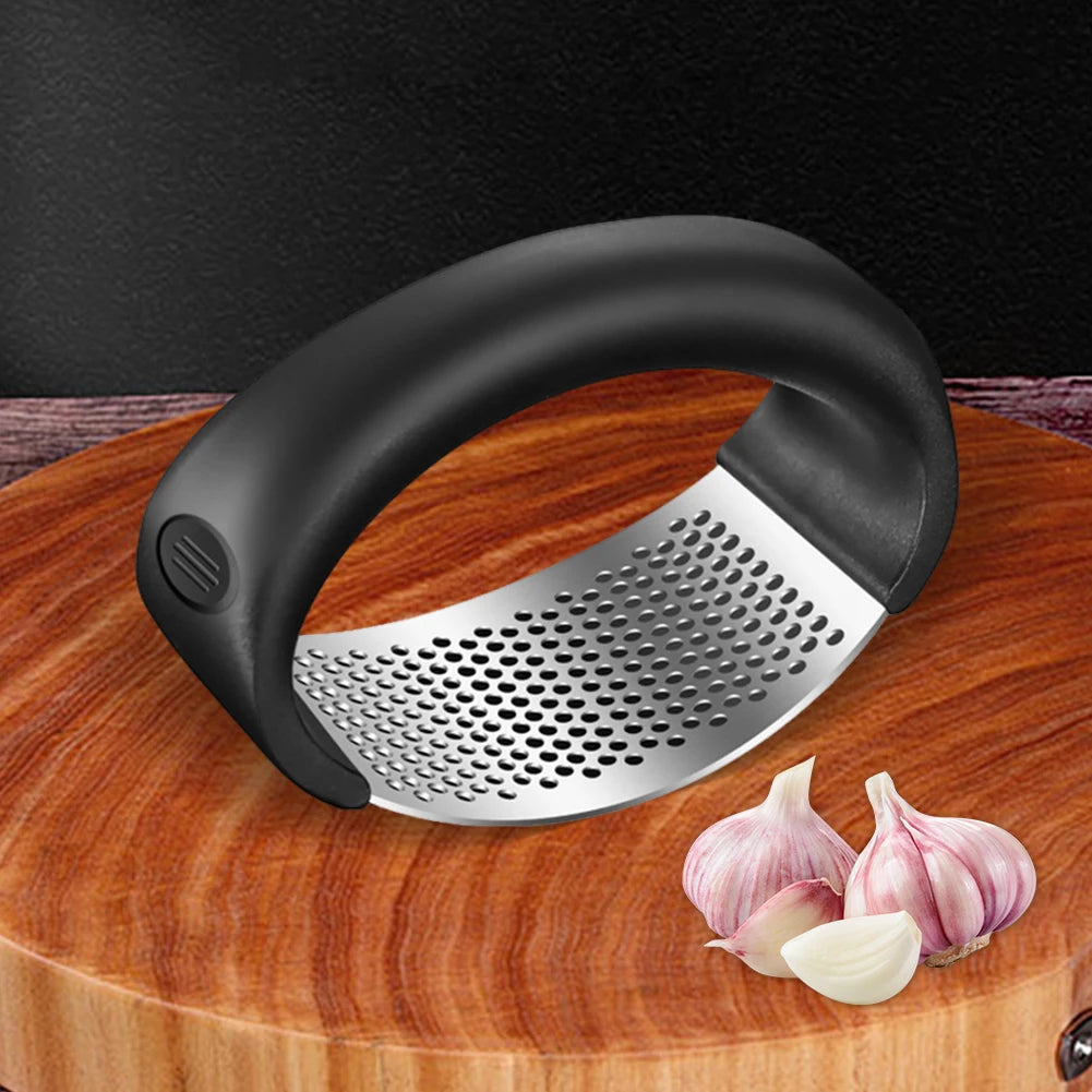 Stainless Steel Garlic Press - Manual Crusher and Chopper