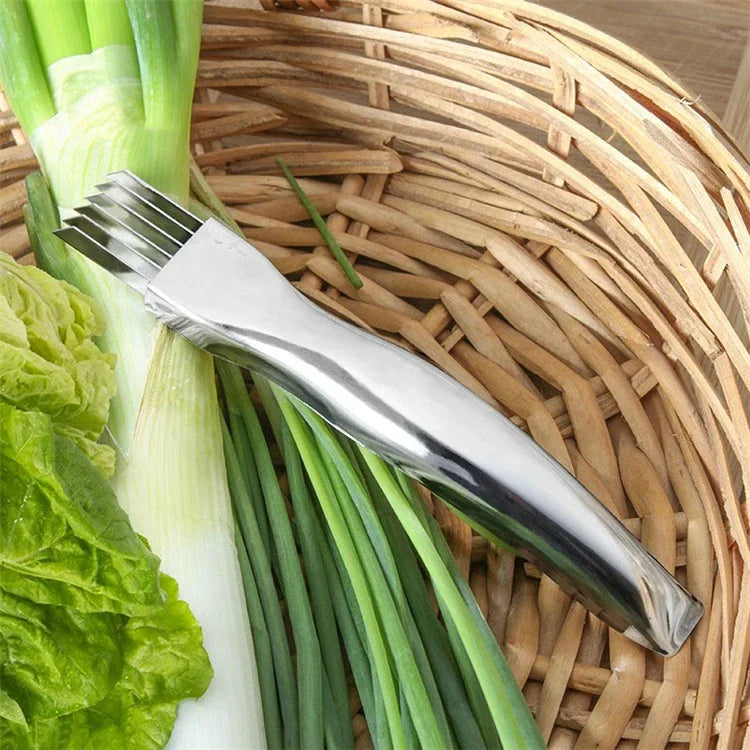 Green Onion Chopper - Stainless Steel Curved Handle Knife