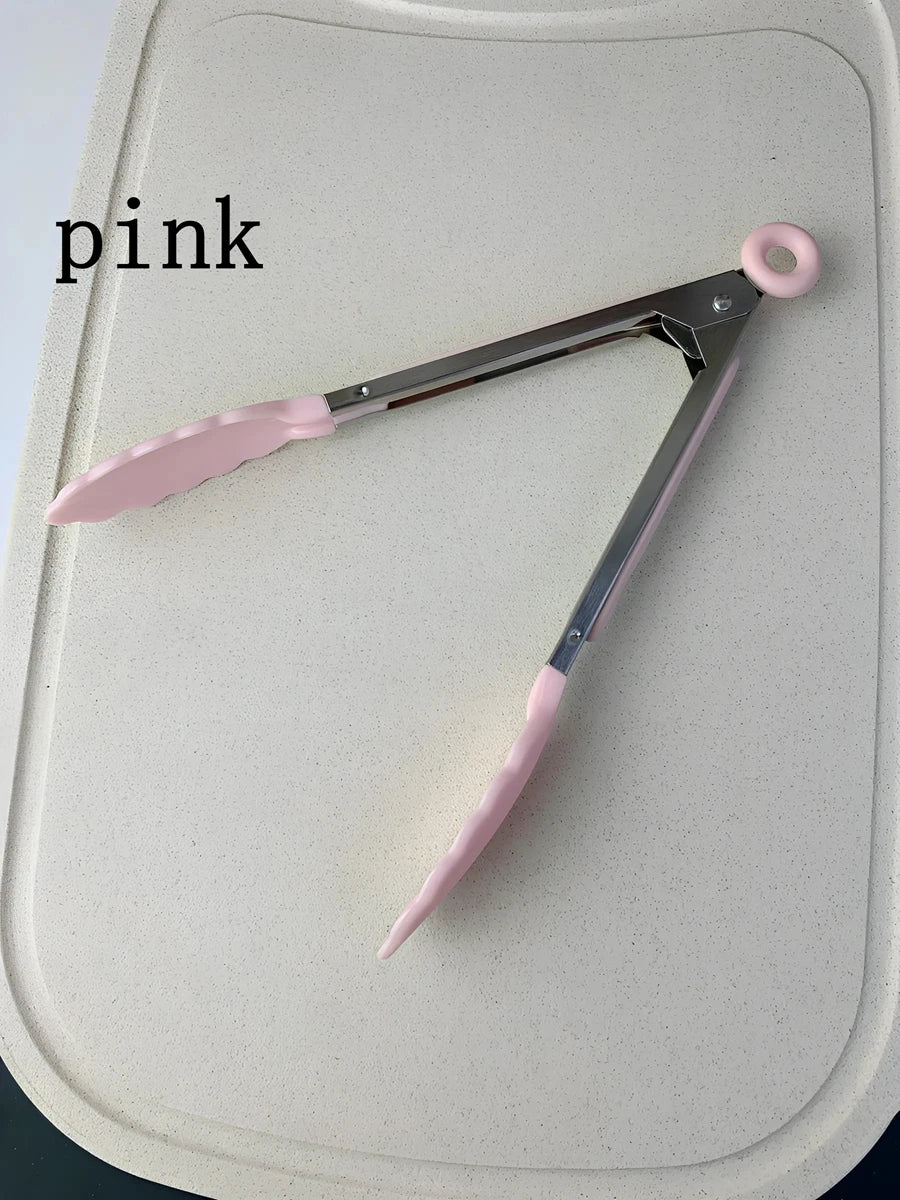 Anti-Slip Cooking Tongs - Stainless Steel Food Clip