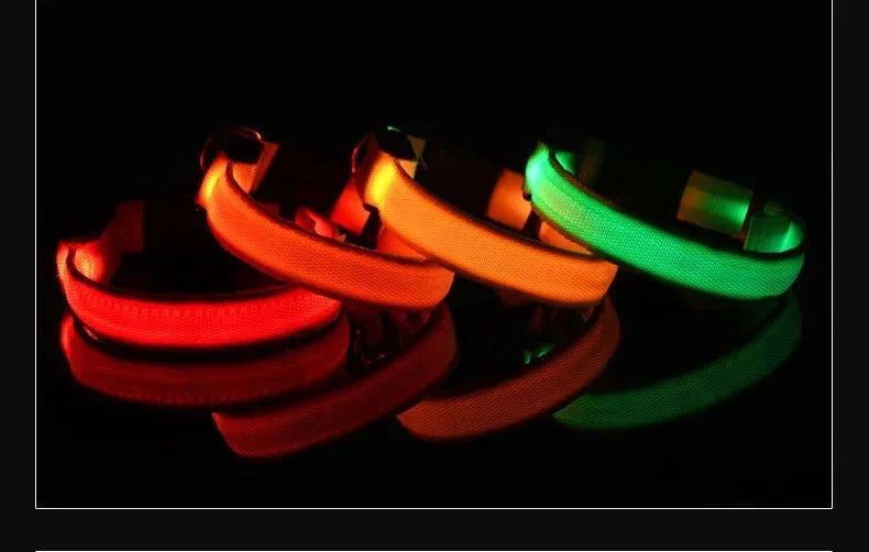 LED Dog Collar — Nylon Glow-in-the-Dark Night Safety Collar