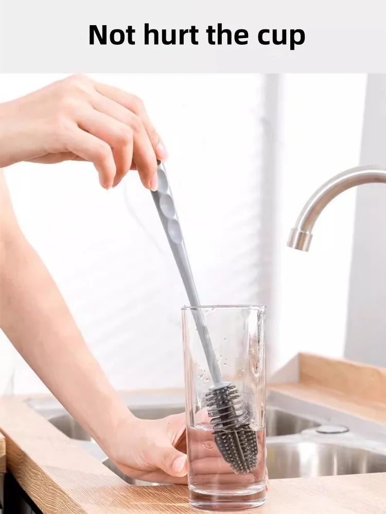 Silicone Cup Brush - Long Handle Glass and Bottle Cleaner