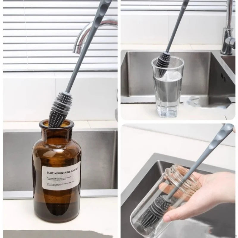 Silicone Cup Brush - Long Handle Glass and Bottle Cleaner