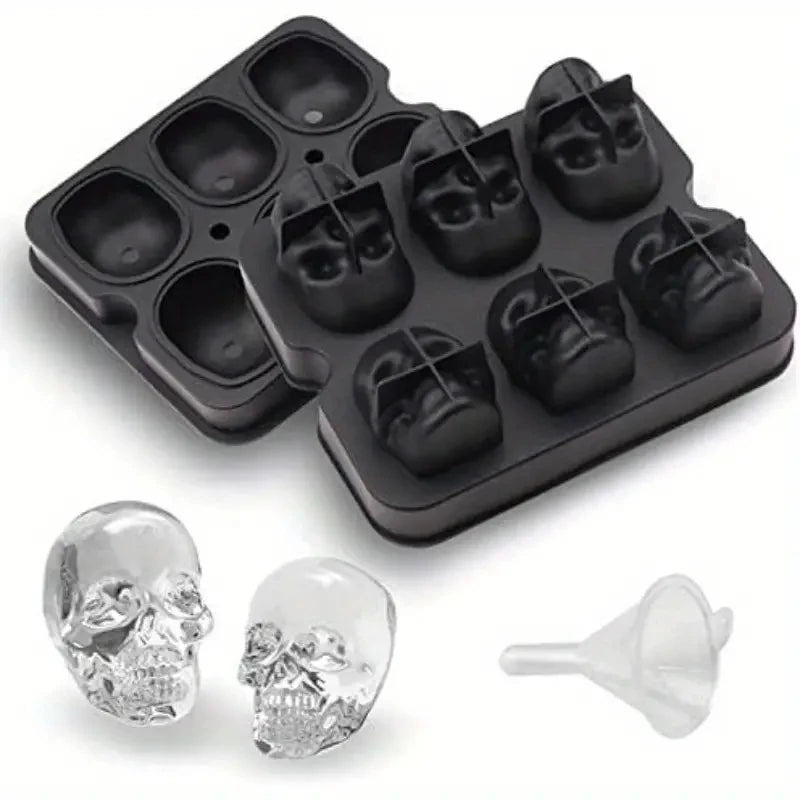 Halloween Skull Ice Cube Mold - 3D Silicone Tray for Parties