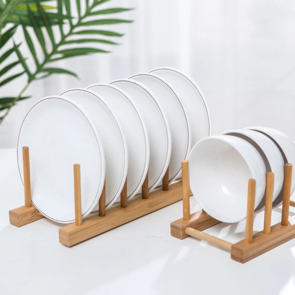 Wooden Dish Drying Rack - Multi-Purpose Plate and Cup Organizer