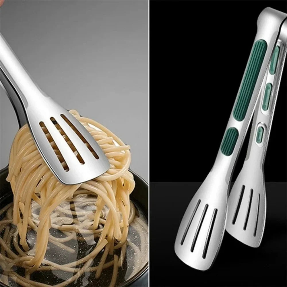 Stainless Steel Food Tongs - Non-Slip BBQ and Kitchen Clamp