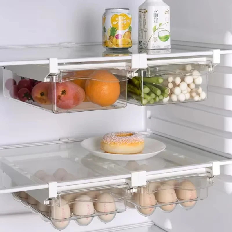 Under-Shelf Fridge Organizer - Drawer Box for Fruits and Eggs