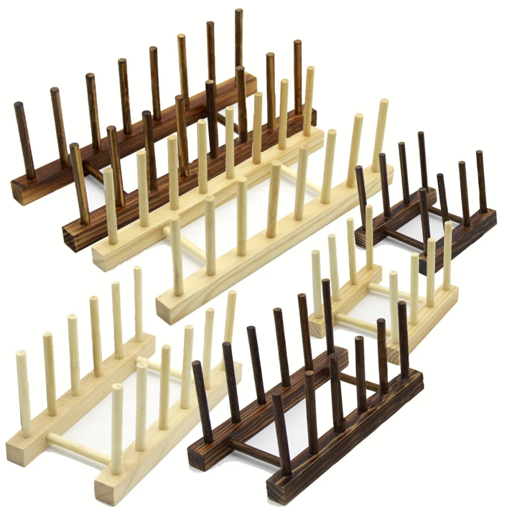 Wooden Dish Drying Rack - Multi-Purpose Plate and Cup Organizer