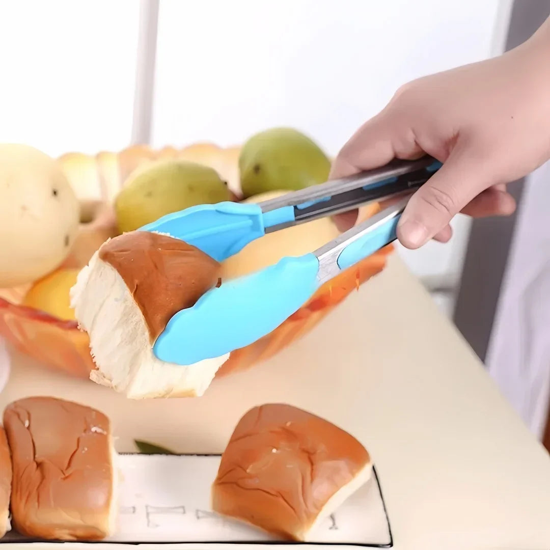 Anti-Slip Cooking Tongs - Stainless Steel Food Clip