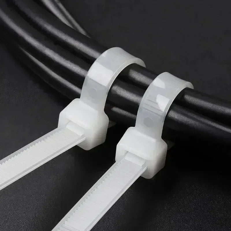 Self-Locking Nylon Cable Ties — Black & White