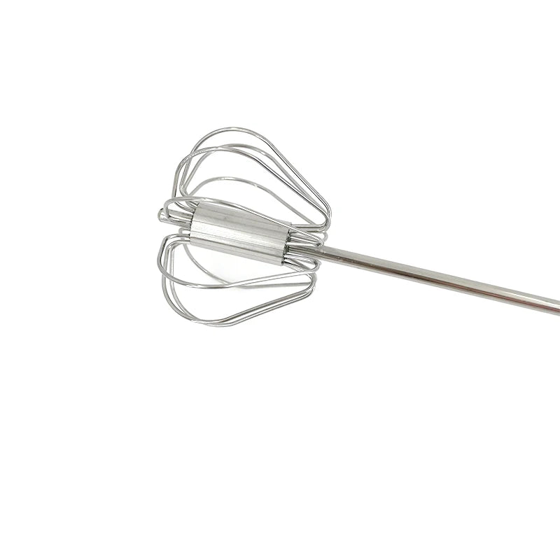 Semi-Automatic Egg Beater - Self-Turning Stainless Steel Whisk