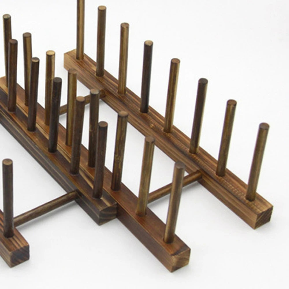 Wooden Dish Drying Rack - Multi-Purpose Plate and Cup Organizer