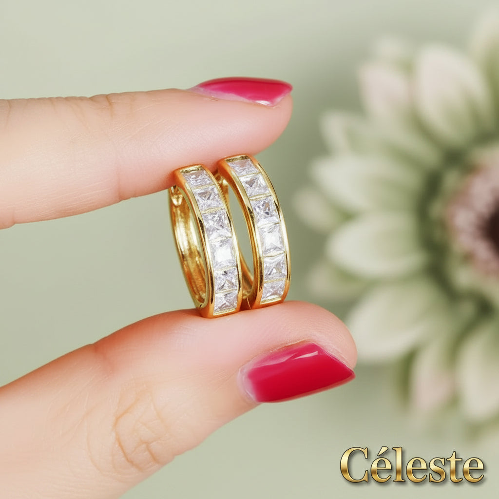 Céleste — Classic CZ Hoop Earrings