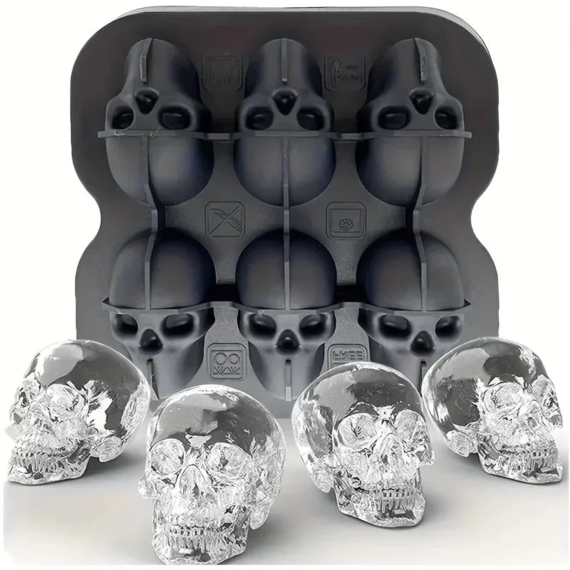 Halloween Skull Ice Cube Mold - 3D Silicone Tray for Parties