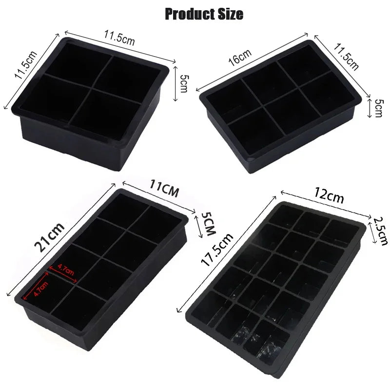 Large Ice Cube Tray - Jumbo Silicone Mold with Multiple Grids