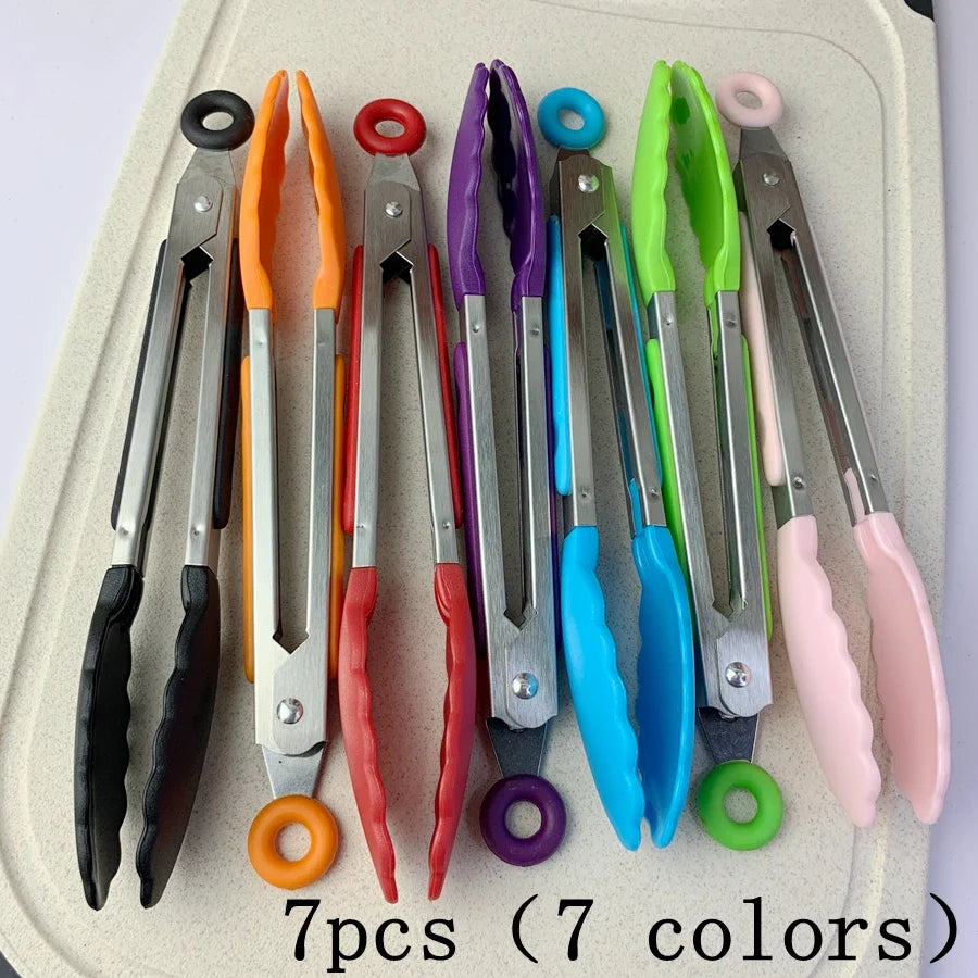 Anti-Slip Cooking Tongs - Stainless Steel Food Clip