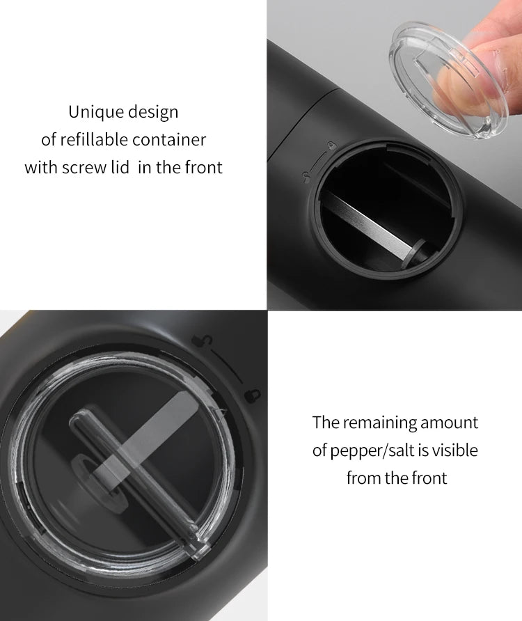 Automatic Pepper Grinder - USB Rechargeable with Adjustable Coarseness