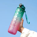 Motivational Water Bottle - 1L with Time Marks and Straw