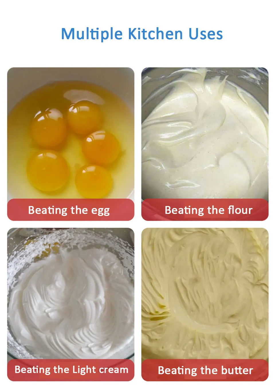 Semi-Automatic Egg Beater - Self-Turning Stainless Steel Whisk