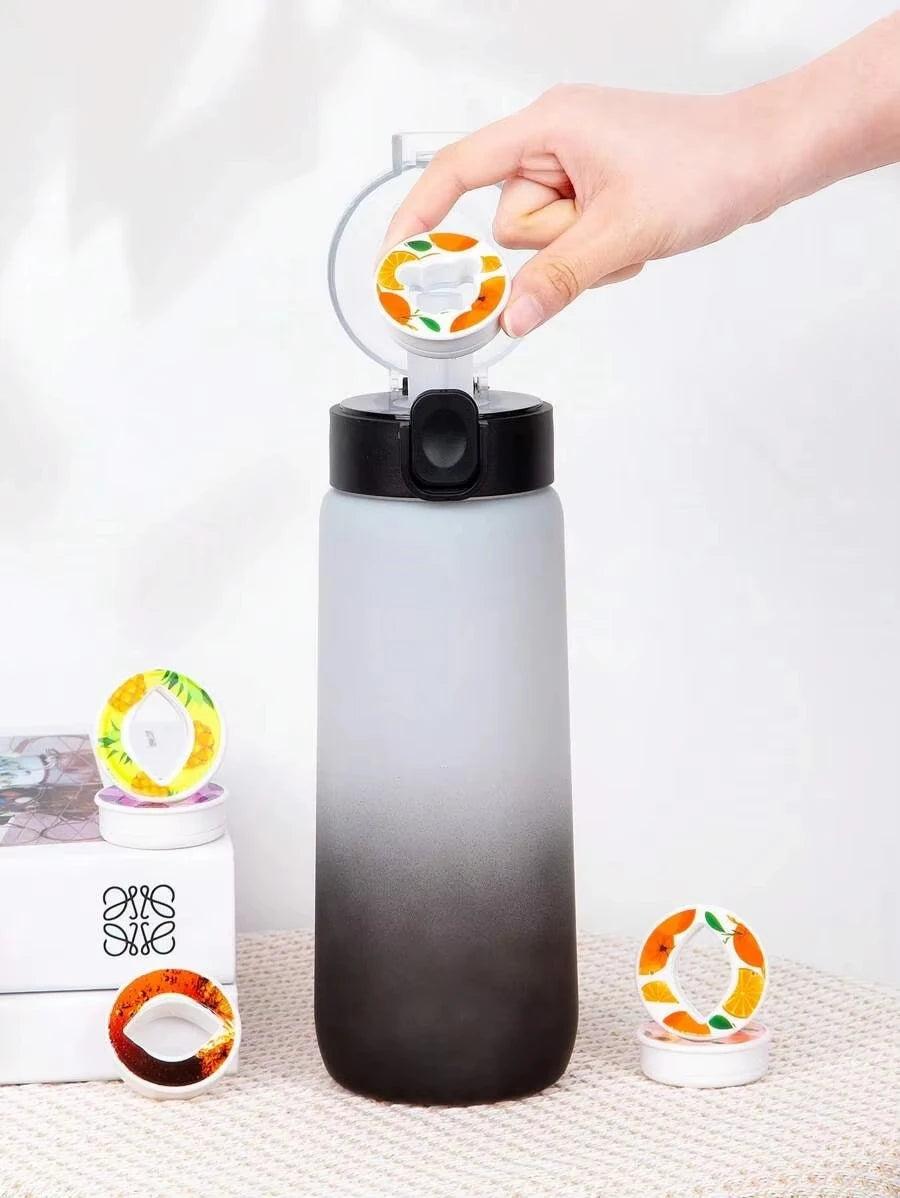 Flavored Water Bottle - 650ml Frosted Black with Scent Pod