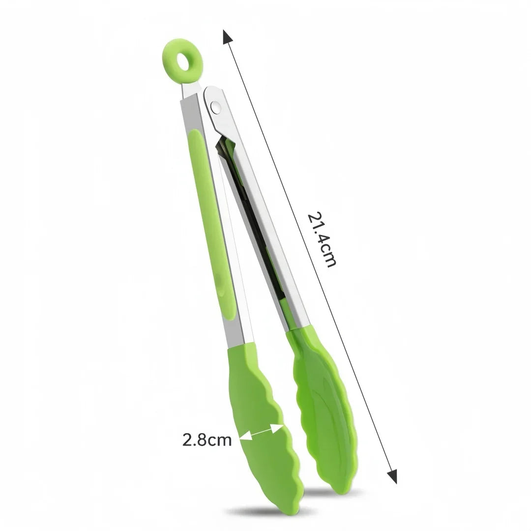 Anti-Slip Cooking Tongs - Stainless Steel Food Clip