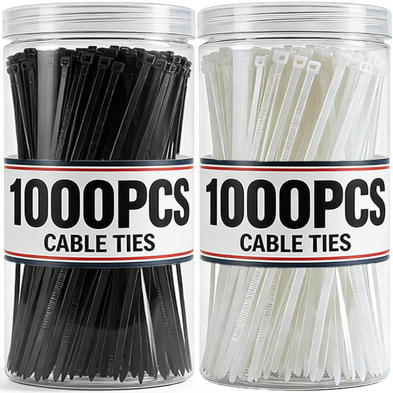 Self-Locking Nylon Cable Ties — Black & White