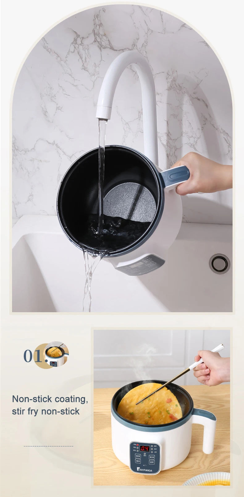 1.7L Electric Rice Cooker - Multi-Function Steamer Pot