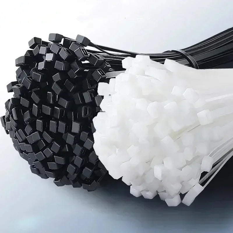 Self-Locking Nylon Cable Ties — Black & White