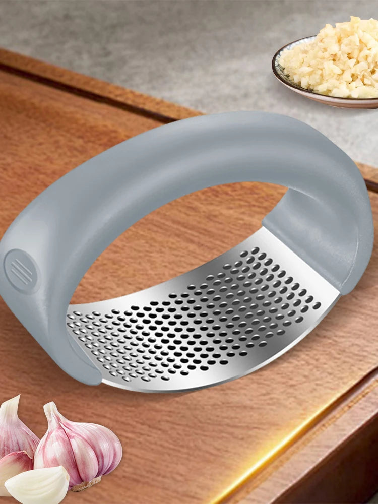 Stainless Steel Garlic Press - Manual Crusher and Chopper