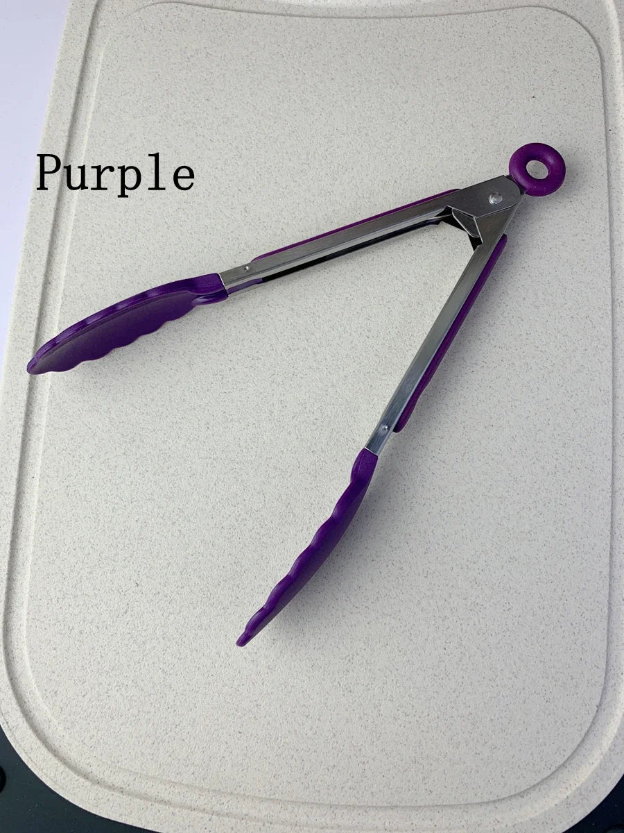 Anti-Slip Cooking Tongs - Stainless Steel Food Clip
