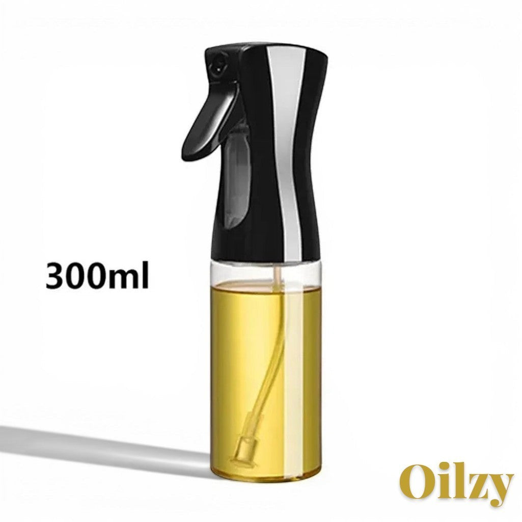 Gr8est 300ml clear kitchen oil spray bottle with a black trigger nozzle for even misting of cooking oils.