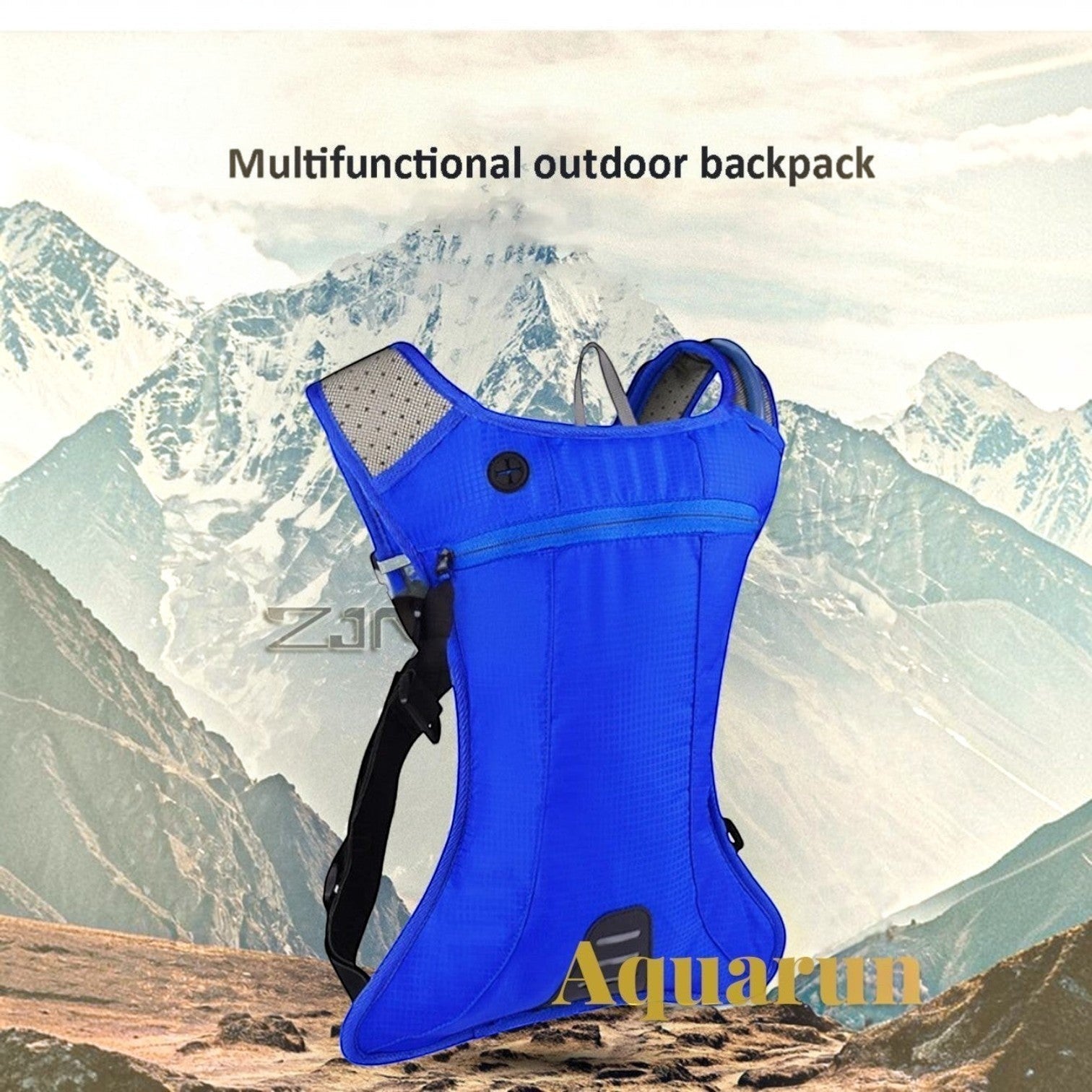 Gr8est Aquarun blue waterproof hydration backpack for running and cycling with breathable mesh straps