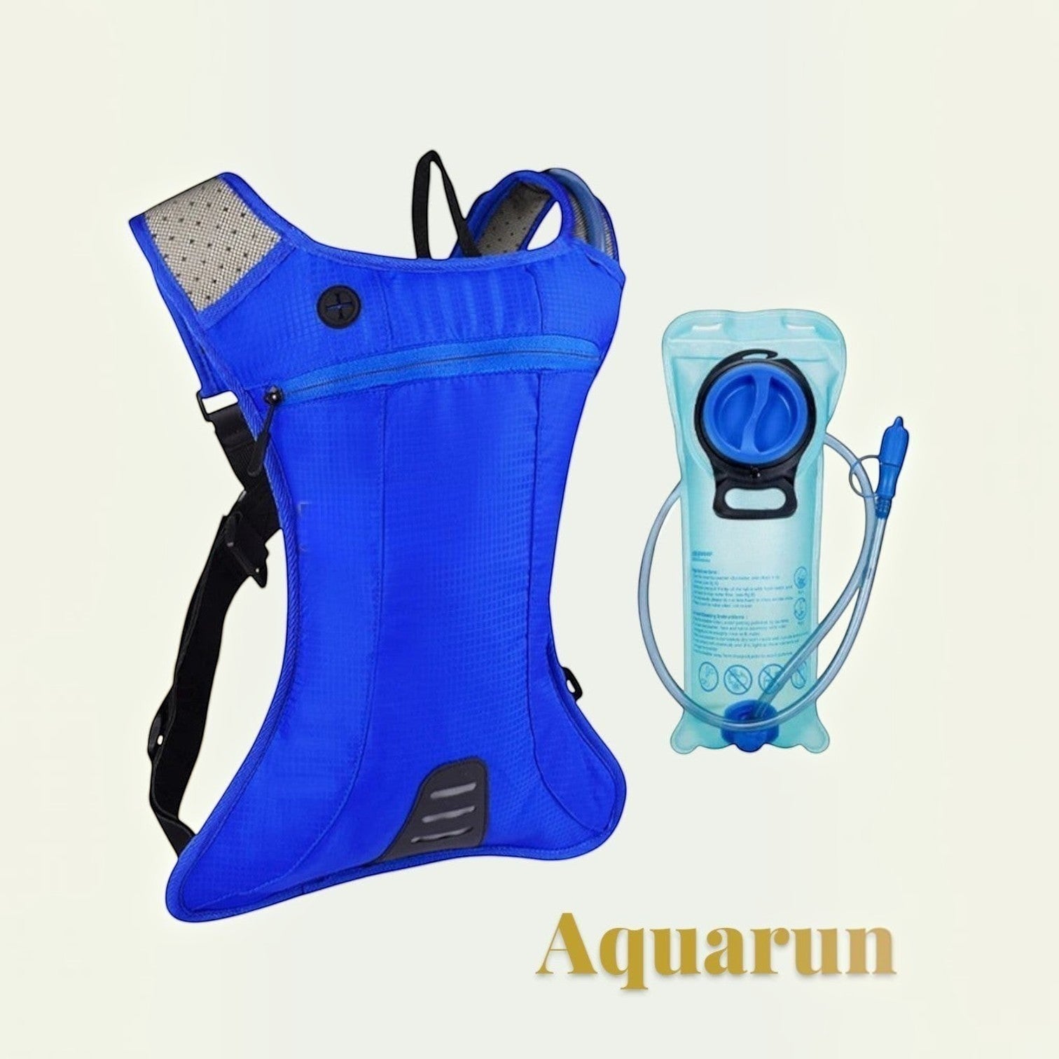 Gr8est Aquarun blue waterproof hydration backpack with 2L water reservoir and drinking tube for running and cycling